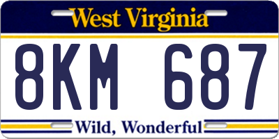WV license plate 8KM687
