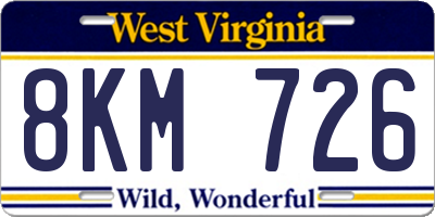 WV license plate 8KM726