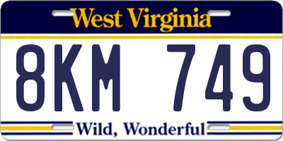 WV license plate 8KM749