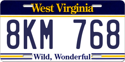 WV license plate 8KM768