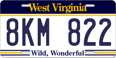 WV license plate 8KM822
