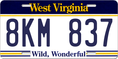WV license plate 8KM837