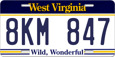 WV license plate 8KM847