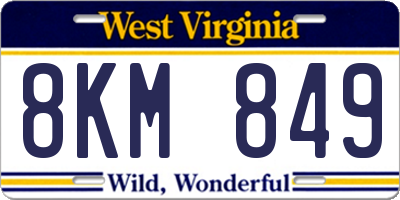 WV license plate 8KM849