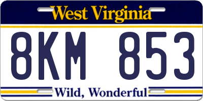 WV license plate 8KM853