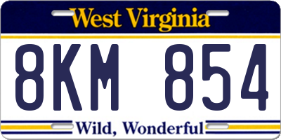WV license plate 8KM854
