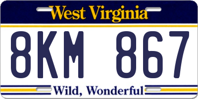 WV license plate 8KM867