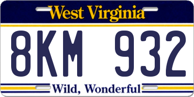 WV license plate 8KM932