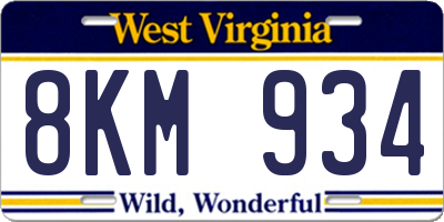 WV license plate 8KM934