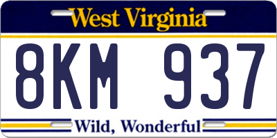 WV license plate 8KM937