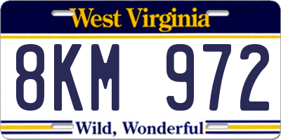 WV license plate 8KM972