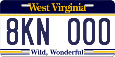 WV license plate 8KN000