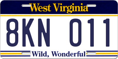 WV license plate 8KN011