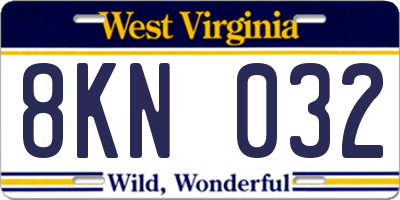 WV license plate 8KN032