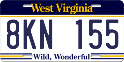 WV license plate 8KN155