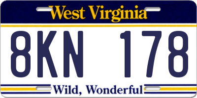 WV license plate 8KN178