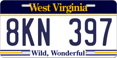 WV license plate 8KN397