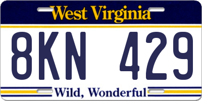 WV license plate 8KN429