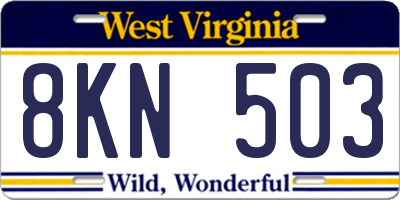 WV license plate 8KN503