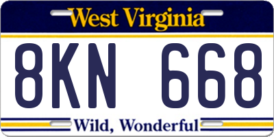 WV license plate 8KN668