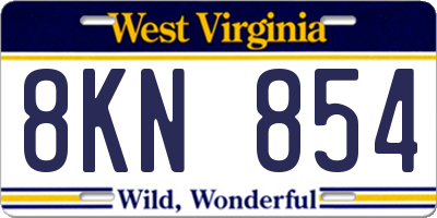 WV license plate 8KN854