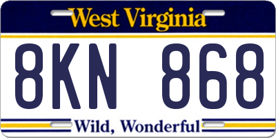 WV license plate 8KN868