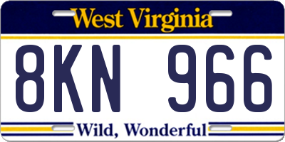 WV license plate 8KN966