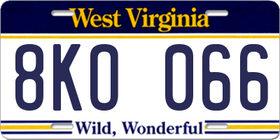 WV license plate 8KO066