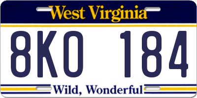 WV license plate 8KO184