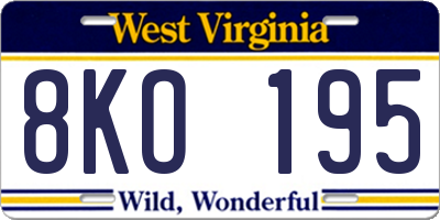 WV license plate 8KO195