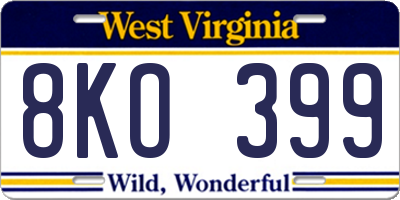 WV license plate 8KO399