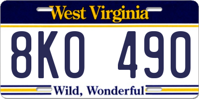 WV license plate 8KO490