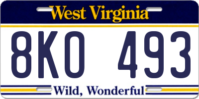 WV license plate 8KO493