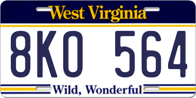 WV license plate 8KO564