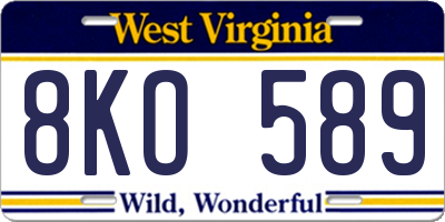 WV license plate 8KO589