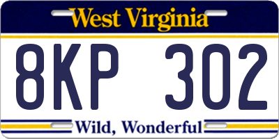 WV license plate 8KP302