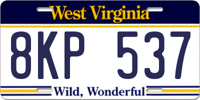 WV license plate 8KP537