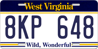 WV license plate 8KP648