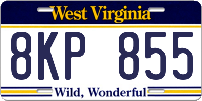 WV license plate 8KP855