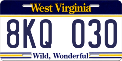 WV license plate 8KQ030
