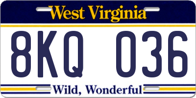 WV license plate 8KQ036