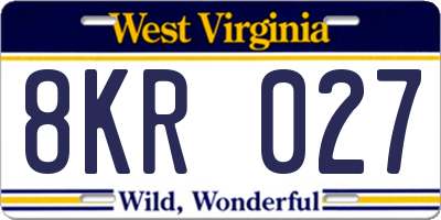 WV license plate 8KR027
