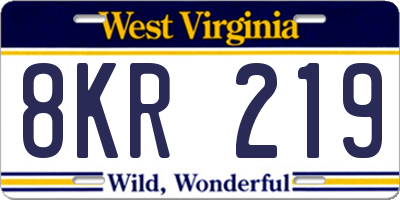 WV license plate 8KR219