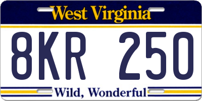 WV license plate 8KR250