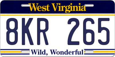 WV license plate 8KR265