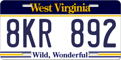 WV license plate 8KR892
