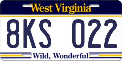 WV license plate 8KS022