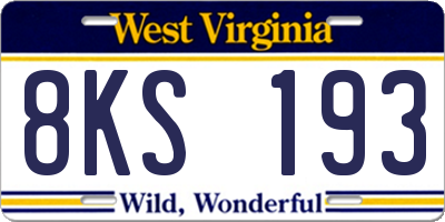 WV license plate 8KS193