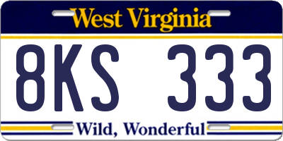 WV license plate 8KS333