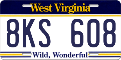 WV license plate 8KS608